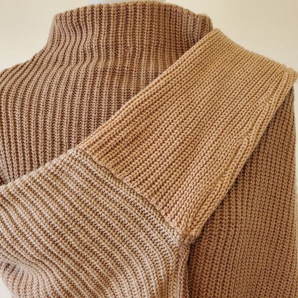 Prettylittlething Sweater Small Color Blocked Oversized Cropped Mock Turtleneck - Picture 1 of 7